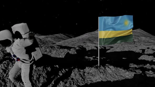 Astronaut Planting Rwanda Flag on the Moon