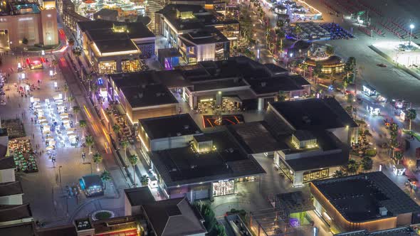 Waterfront Overview Jumeirah Beach Residence JBR Skyline Aerial Night Timelapse