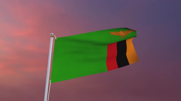 Flag Of Zambia Waving 4k