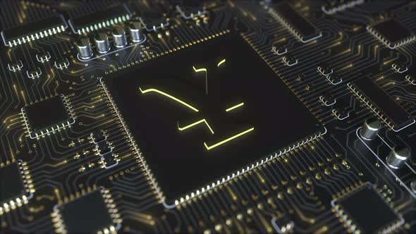 Japanese Yen Sign on a Black Chipset alt