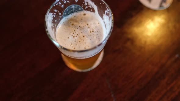 A Glass of Craft Beer Top View