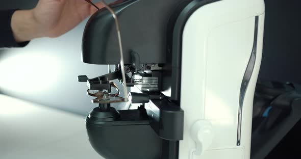 Close View of the Process of Making Individual Glasses in the Device