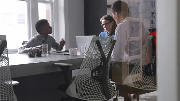 Business professionals working in a modern office