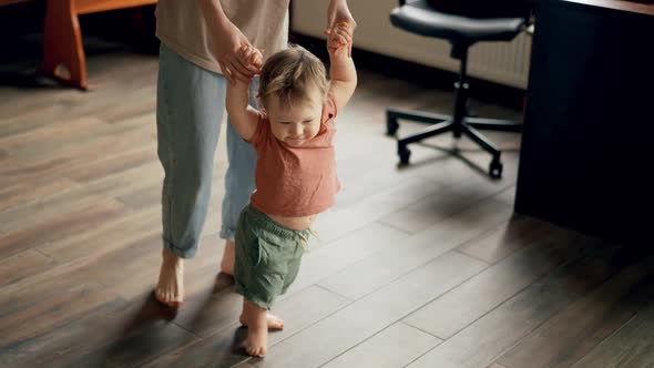 Little Feet Walking on Floor Closeup