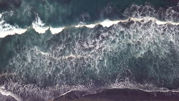 Drone fly over the sea wave