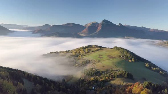 Aerial Misty Autumn Nature