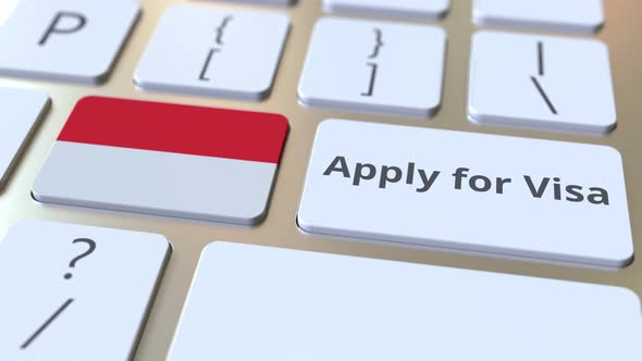 APPLY FOR VISA Text and Flag of Indonesia on the Buttons