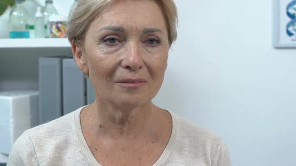 Compassionate Senior Lady Crying Slow-Mo, Suffering Emotional Pain, Feeling Hurt