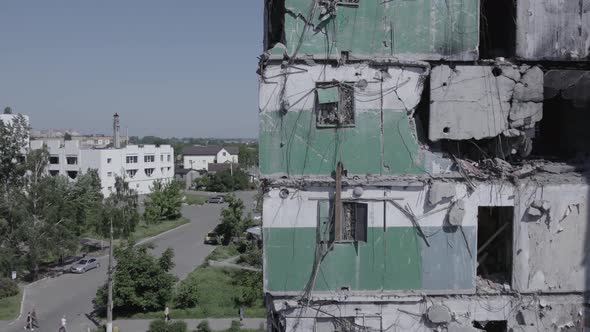 Multistorey Building Bombed During the War in Ukraine