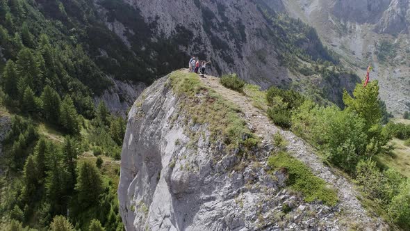 Approaching Aerial of Climbers on the Rugged Mountains of Ruggove