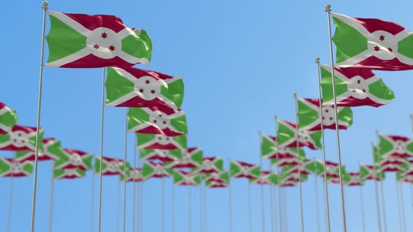 Burundi  Row Of National flags Walk Throw Animation