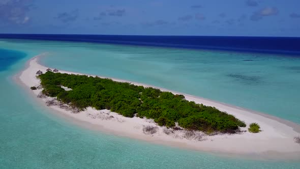 Drone view sky of resort beach by clear sea and sand background