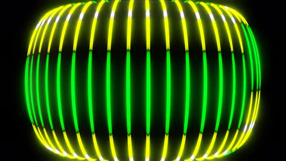 Abstract Torus with Yellow and Green Tube Lines Led Neon Vj Loop Animation