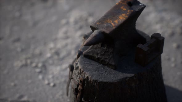 Old Anvil Attached To a Stump