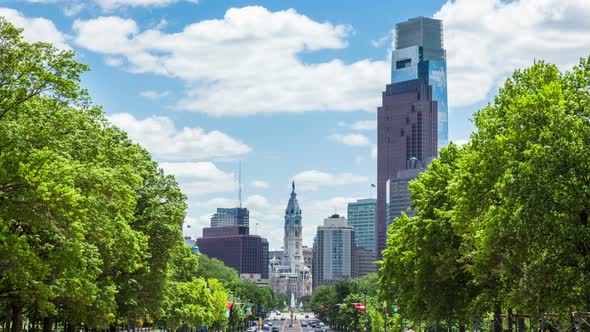 Timelapse of the philadelphia skyline - Pennsylvania USA