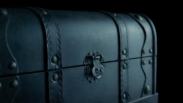 Passing Old Wooden Chest In Dark Room