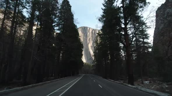 Driving Car in Yosemite Valley. California, USA