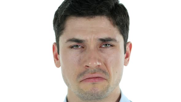 Sad Crying Man Face Close Up