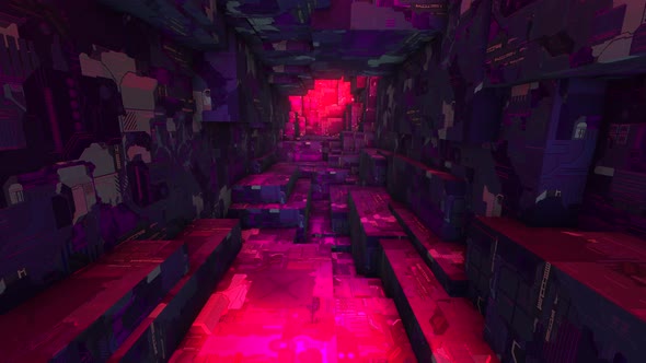 3D Abstract Futuristic Sci-fi Tunnel Seamless Loop  3840×2160 UHD