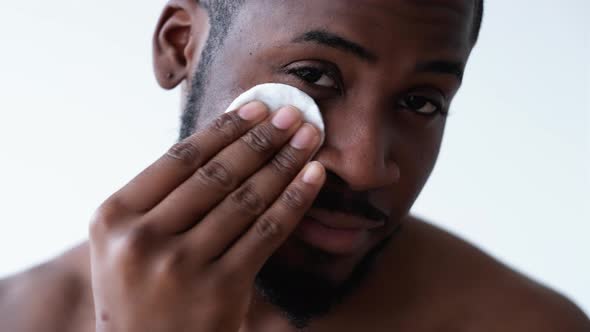 Male Skincare African Man Cleansing Face