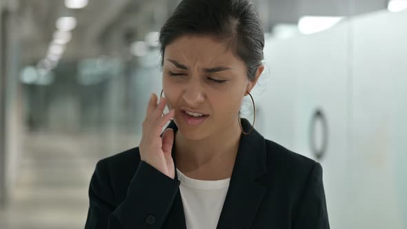 Sad Indian Businesswoman Having Toothache