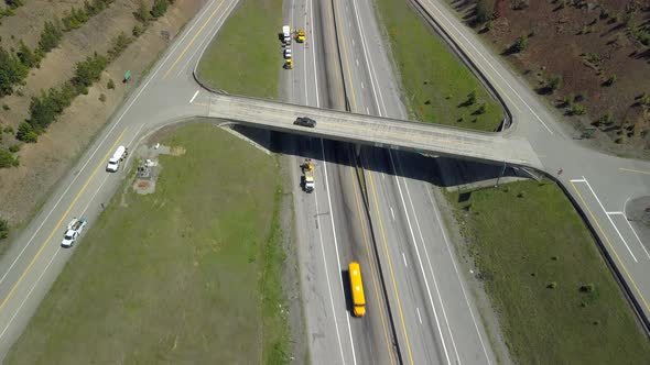 American Highway Flyover with Mountain Views in Idaho