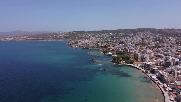 Panoramic Aerial View From Above of the City of Chania Crete Island Greece