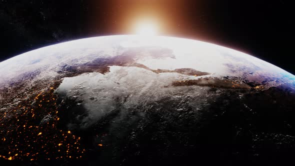 Beautiful Realistic Sunrise Over Planet Earth From Outer Space alt