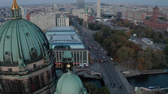 Tilt Up Reveal of Centre of Town with Landmark Fersehturm and Rotes Rathaus