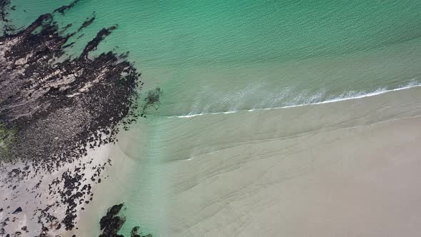 Aerial View of the Awarded Narin Beach By Portnoo and Inishkeel Island in County Donegal Ireland