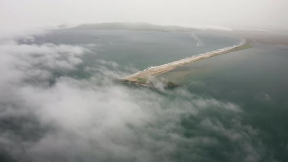 Aerial View of the Nazimov Sand Spit in Fog Russia