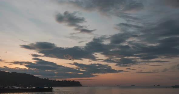 Timelapse Sunrise From Dark to Bright Day Sun Over Sea Waves are Washing