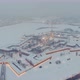 Aerial Footage of the Peter and Paul Fortress in a Snow Storm in a Winter Evening Night Illumination - VideoHive Item for Sale