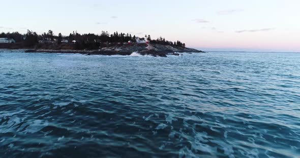 Aerial view of the Grindel Point Light Islesboro Maine United States