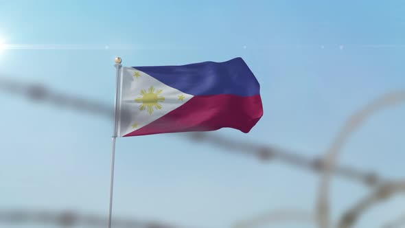 Philippines Flag Behind Border