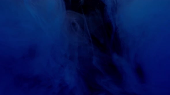 Blue 2 Paint In Water. Slow Motion