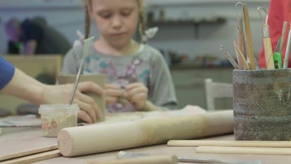 Children's Master Class in Clay Modeling. Ceramic Workshop