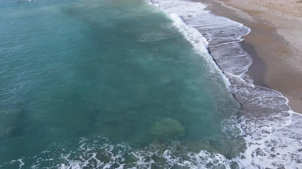 Aerial View Sea Near Coast  Closeup Coastal Seascape