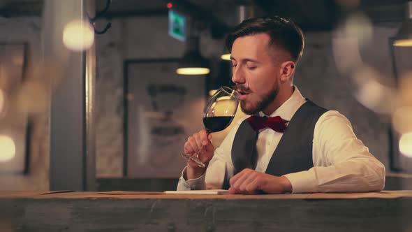 Young man in a cafe