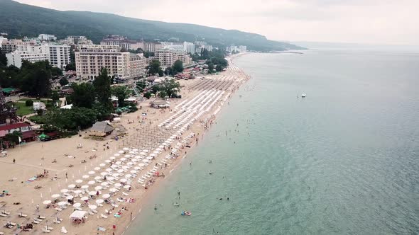 Aerial drone view of the bulgaria golden sands