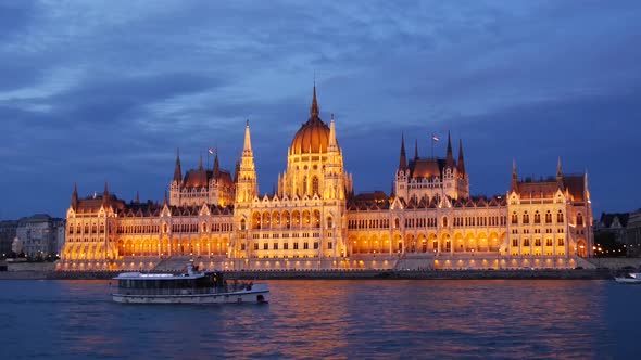 Cruise Ships and Ferries with The Hungarian Parliament Building 