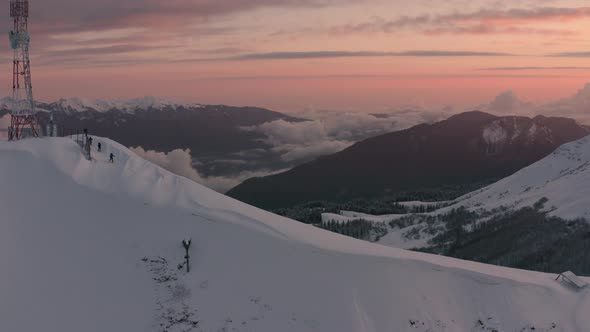 Sportsmen Skitour Along Ancient Aibga Ridge with High Peaks