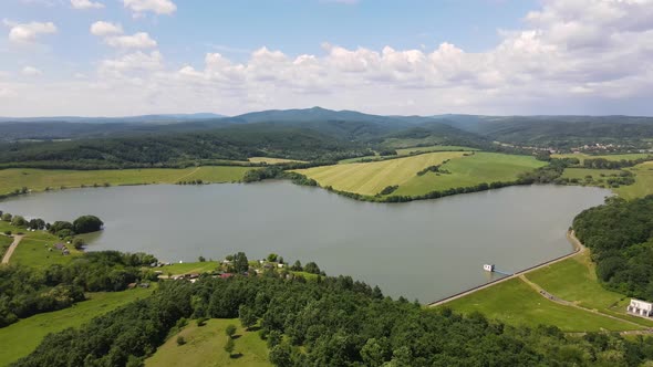 Aerial view of the Luborec reservoir in Slovakia