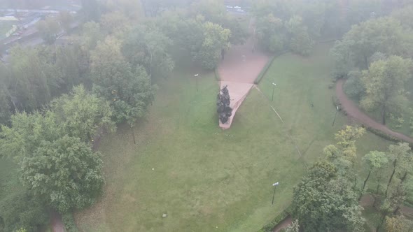 Kyiv, Ukraine Aerial View in Autumn : Babi Yar - the Place of the Murder of Jews During the Second