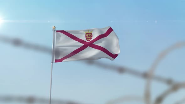 Jersey Flag Behind Border