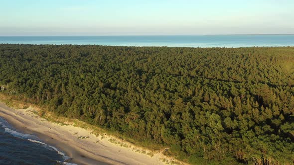 Curonian Spit Wth Baltic Sea Coastline on Sunset