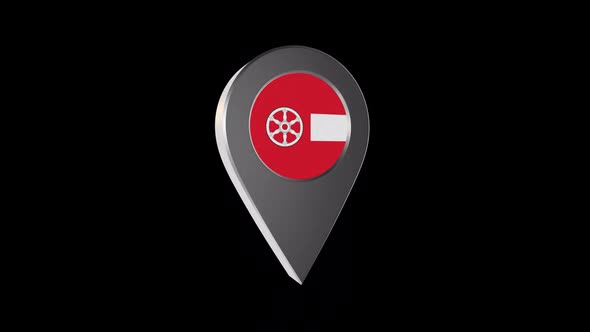 3d Animation Map Navigation Pointer With Flag Of Erfurt (Germany) With Alpha Channel - 2K