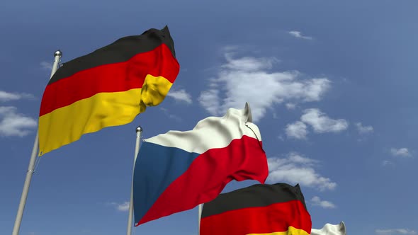 Waving Flags of the Czech Republic and Germany alt