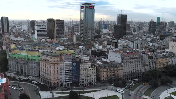 May Plaza, Square (Buenos Aires, Argentina) aerial view, drone footage