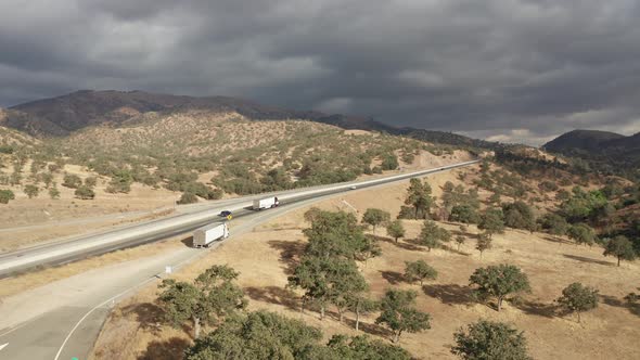 Truck on highway 58 in Tehachapi California